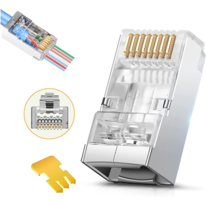 50/1PACK CAT6 CAT7 CAT5 for RJ45 Pass Through Connectors Ethernet Cable Shielded Connectors Ethernet Modular Plug Category 5/6/7