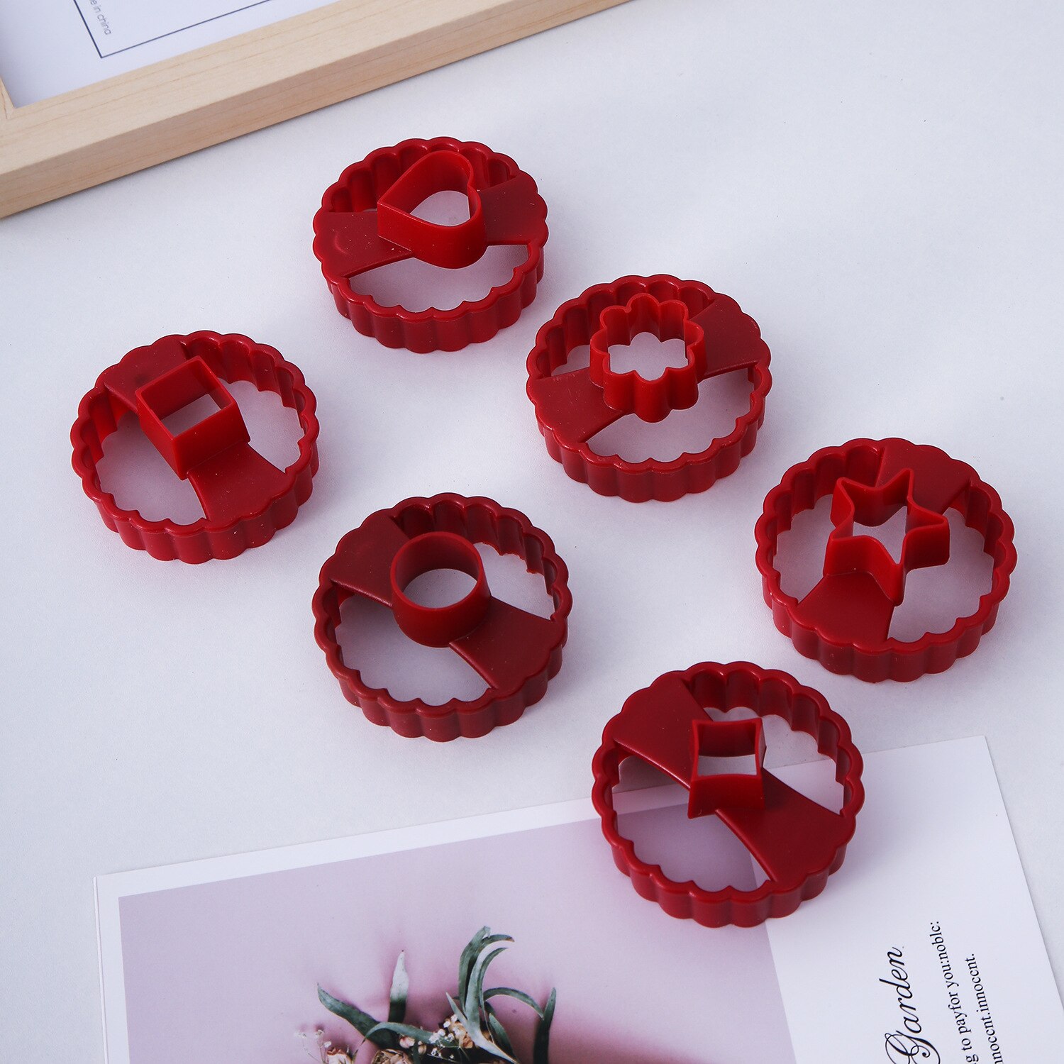 6 stk gør-det-selv kageudstikker sæt kage dekorationsværktøj fondant udstikkere runde kage udstikkere multifunktionel fudge bageform: 6 stk et sæt