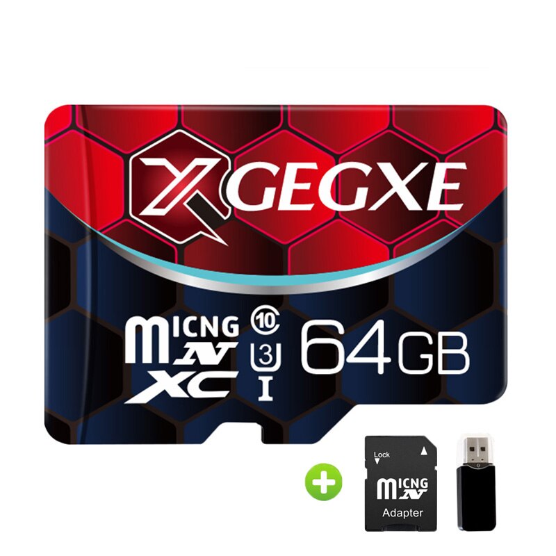 XGEGXE MicroSD 64GB 128GB 256GB Geheugenkaart Micro Sd-kaart 95 MB/s C10 TF Card Flash Drive voor Smartphone: 64GB Bundle