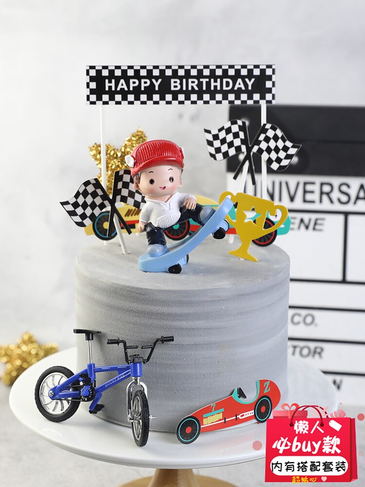 Nydelig skateboard scooter barn sykkel kid bursdagskake dekorasjon kake topper dekor fest supliy gutt søt baking nydelig