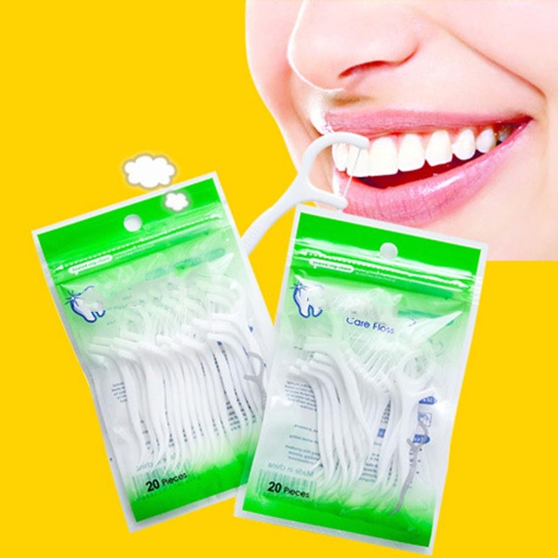 20 pçs/lote dental floss oral care dentes vara dental fio dental escova de limpeza interdental abs dental flosser higiene varas escova dentes