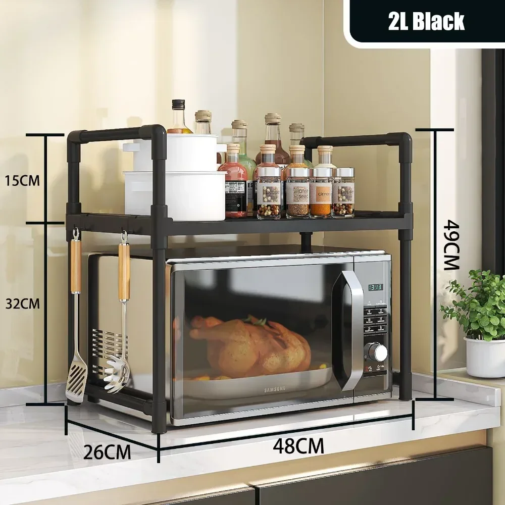 Support de rangement de cuisine, four à micro-ondes, support de rangement de cuisine multicouche, stockage d'assaisonnement facile, comptoir de four d'assaisonnement