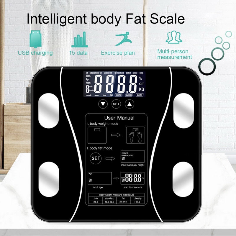 Bodyscale gulv videnskabelig smart elektronisk ført digital vægt badeværelse balance bluetooth appios
