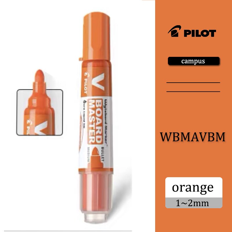 1Pcs Pilot Rechte Vloeibare Uitwisbare Whiteboard Marker WBMAVBM-M Grote Capaciteit Vervangbare Inkt Voor Soepele Schrijven: orange