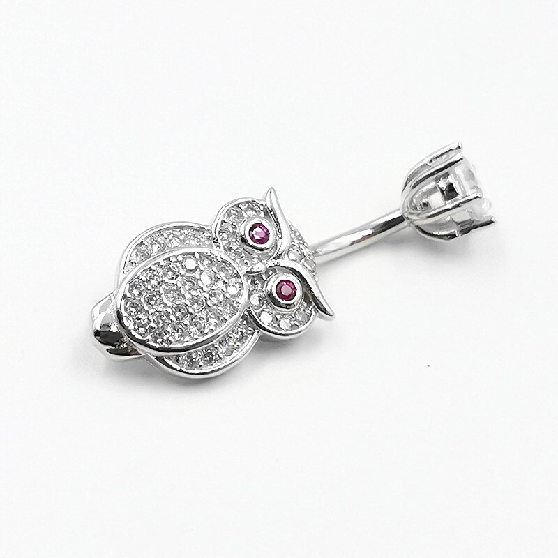 925 Sterling Zilver Belly Button Ring Uil Vorm Cubic Zirkoon Navel Piercing Sieraden