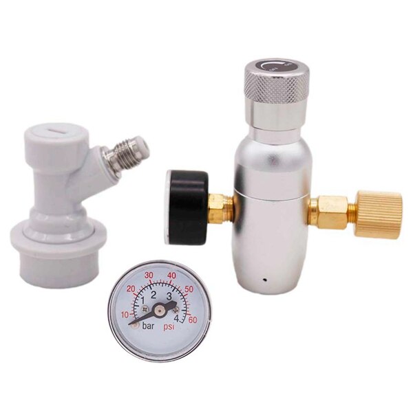 Homebrew Kegging Premium Regulated Compact CO2 Charger with Ball Lock Gas Disconnect 60/150 psi 3/8-18UNF: 60 psi