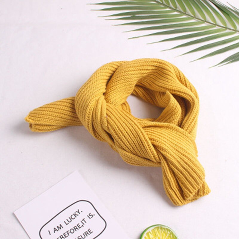 Autumn Winter Boys Girls Baby Kids Children Solid Scarf Warm Knitting Knitted Knitwear Collar Scarves Neckerchief S9773: Yellow