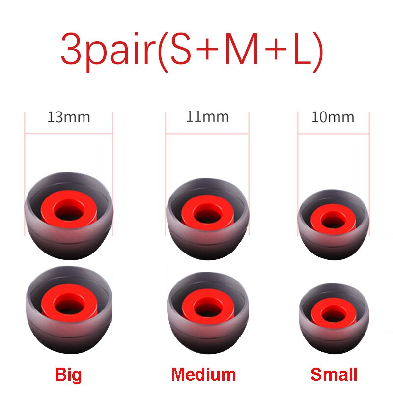3 Pairs(6pcs) 1 pair L M S In Ear Tips Earbuds Earphone Silicone Eartips/Ear Sleeve/Ear Tip/Earbuds For KZ Earphone LZ A4 DZ9: 3pair(SML)