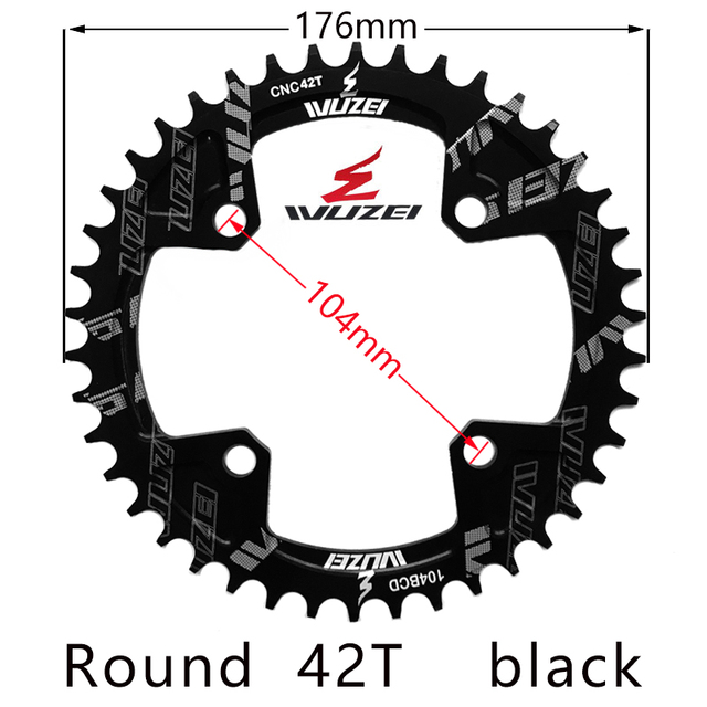 Wuzei 104 bcd crown mtb monoplates kettingblad mountainbike kettingblad 36 34 32 38 40 42 30 tanden fiets smal breed tandwiel: Groente
