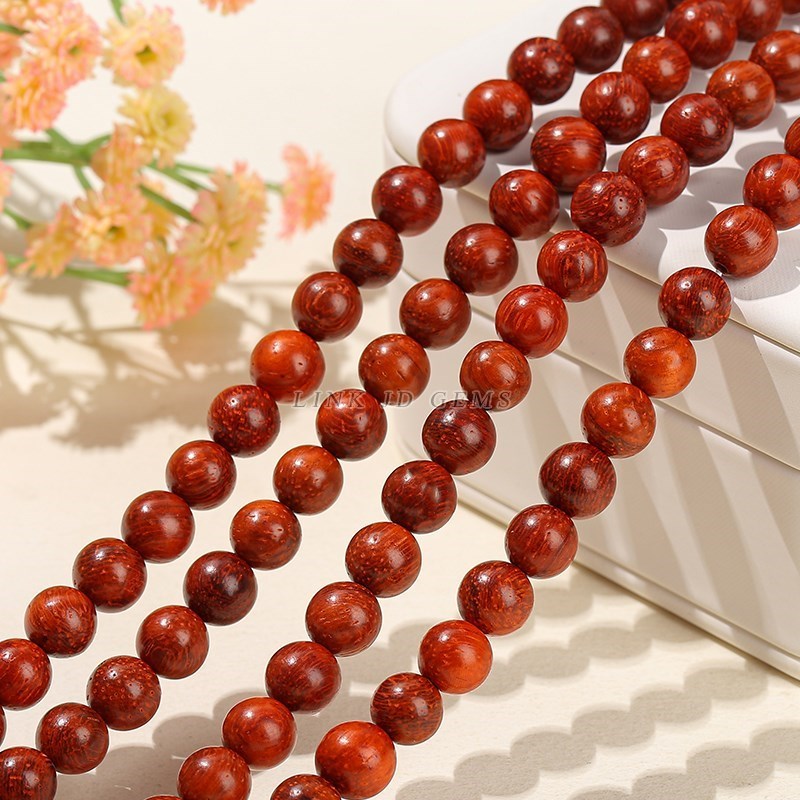Naturlig træperle rød palisander rund buddha-perle 6 8 10mm vælg størrelse til smykkefremstilling gør-det-selv halskæde armbånd tilbehør 15 tommer