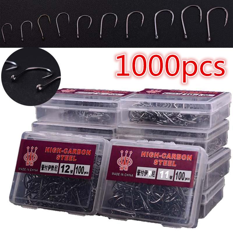 1000Pcs Bait Fishhooks Barbed Hook Fishing Sharpened Fishhook Jig Assorted