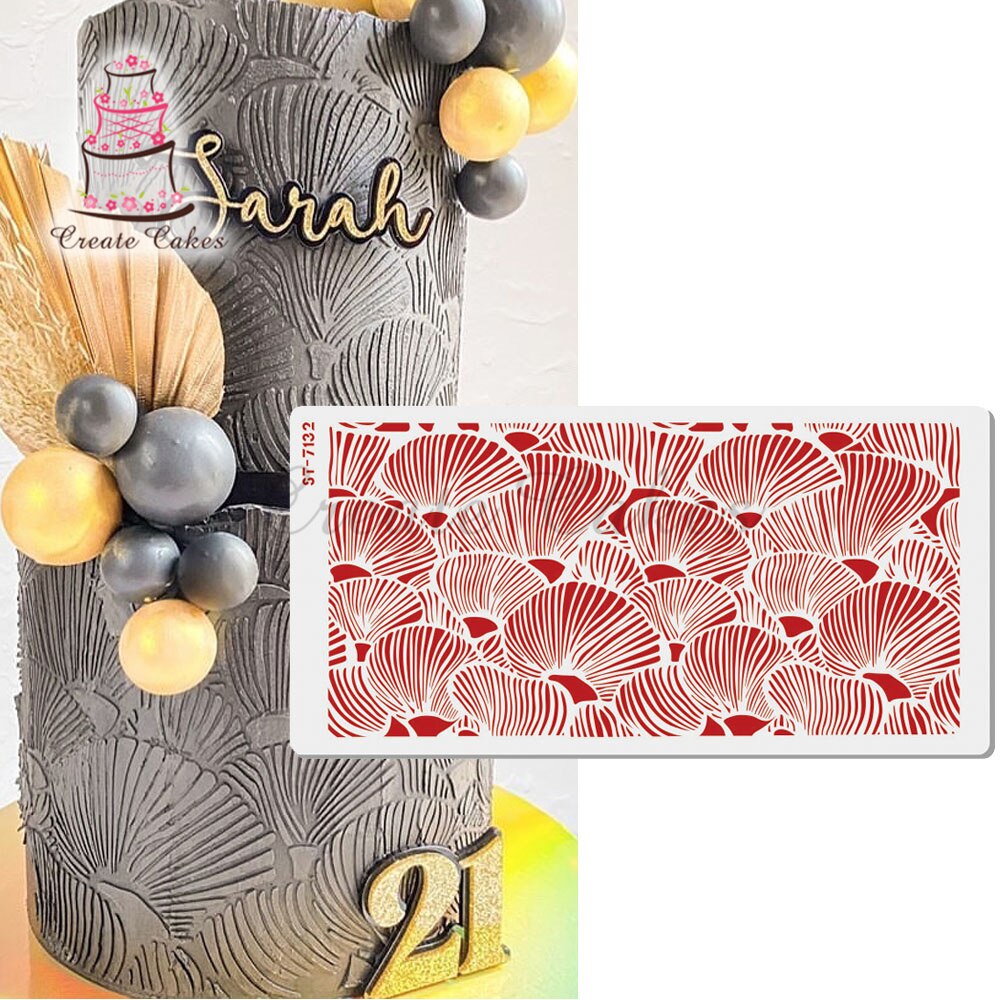 Ginkgo Bladeren Cake Stencil Bruidstaart Kant Side Plastic Stencil Cake Side Kant Stencil Diy Tekening Shape Cake Decorating Tool