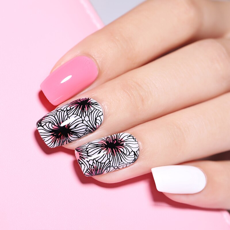 Nicole Dagboek Rechthoek Nail Art Stempelen Platen Rvs Overdruk Feestelijke Diy Poolse Nail Stempel Stencil