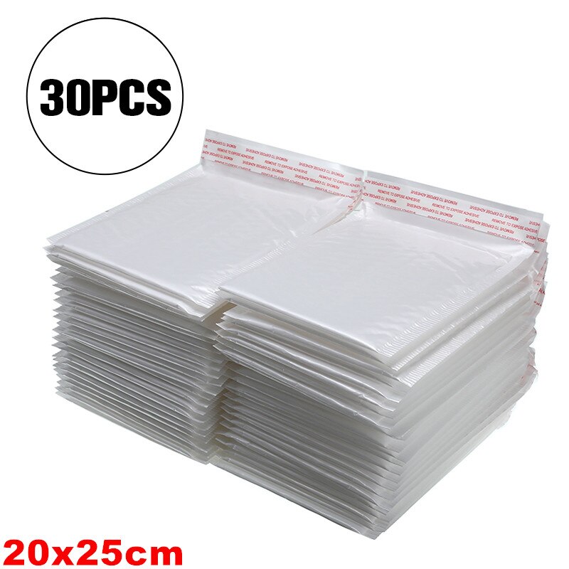 30 Stuks Van Verschillende Specificaties Wit Schuim Envelop Tas Mailers Enveloppen Met Bubble Zak Pakketten Tas: 20X25cm 30Pcs