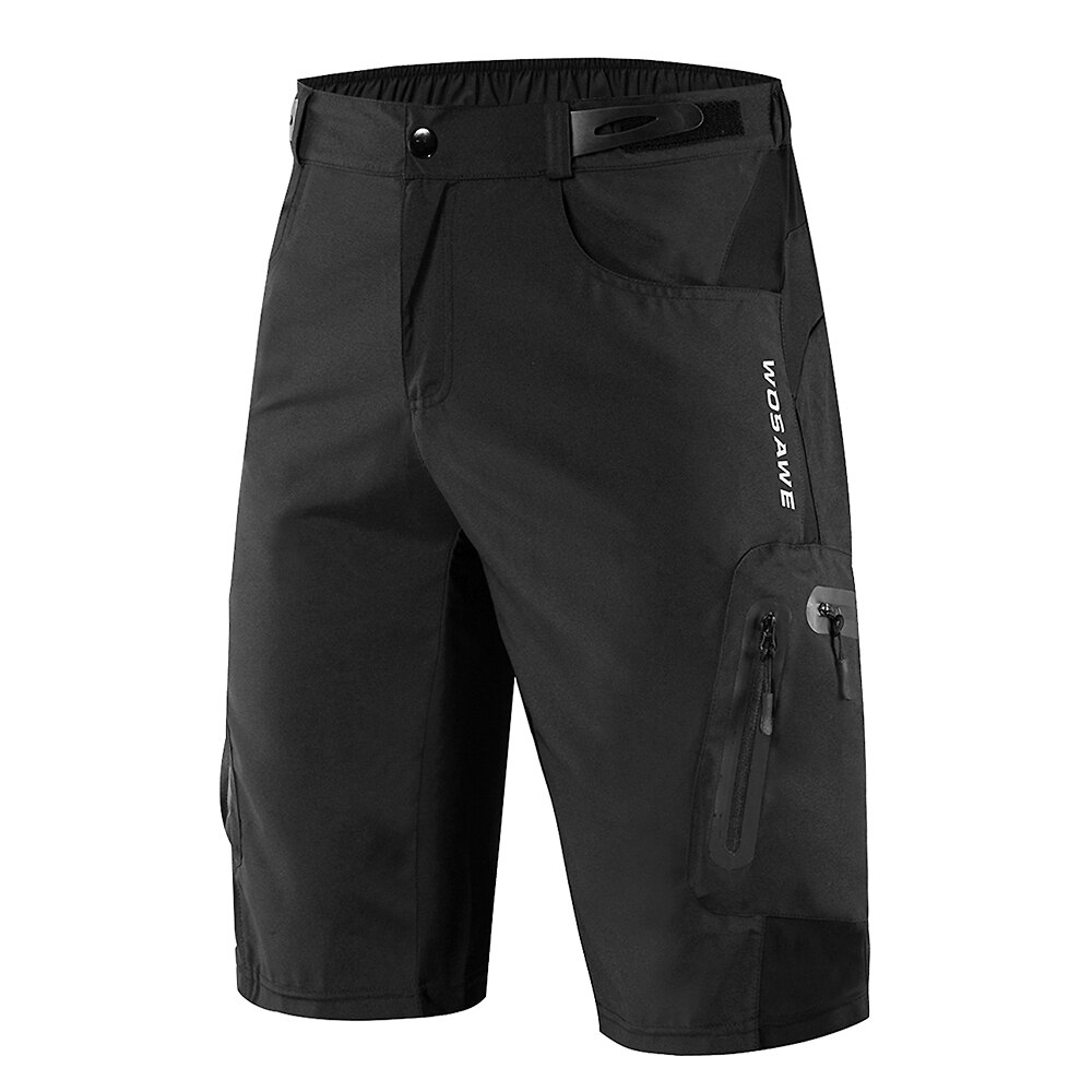 Men Cycling Shorts Breathable Quick Dry MTB Bike Short Outdoor Sports Running Biking Riding Fitness Summer Shorts with 7 Pockets: Black / L