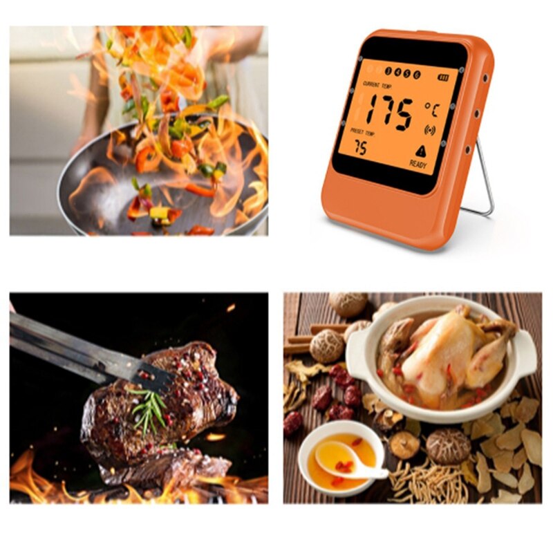 100M Wireless Remote 6 Probe Digital Oven Kitchen Food Thermometer