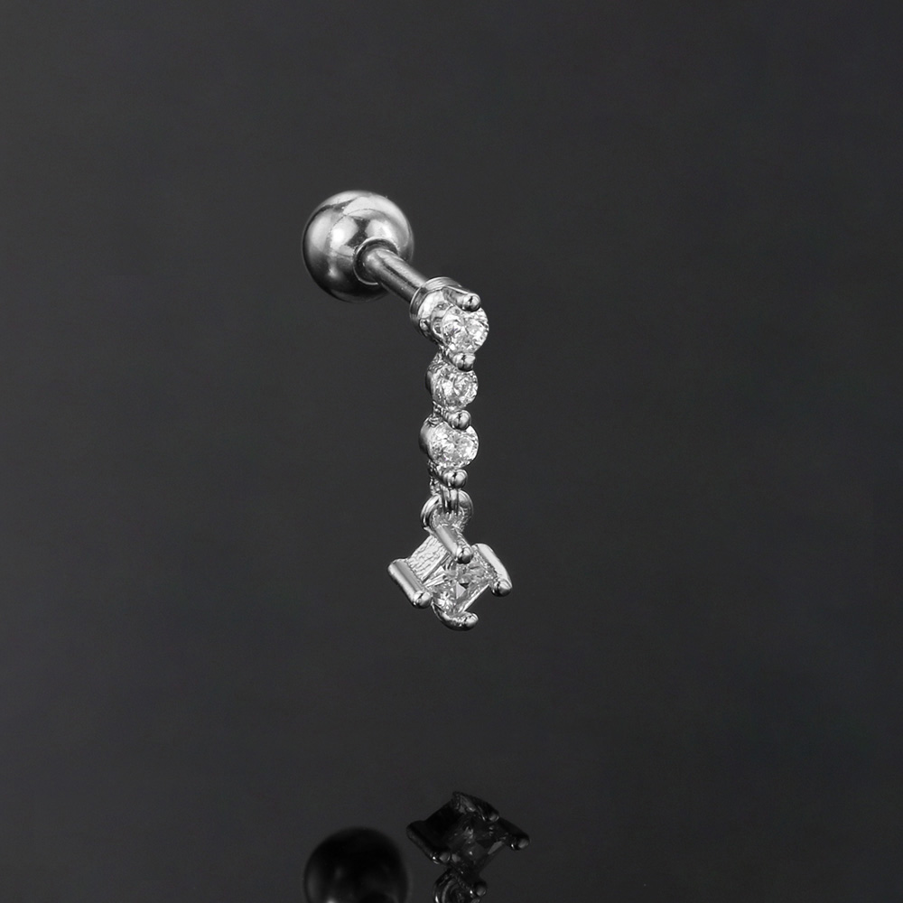 1pc catena corta piercing tutto'orecchio elica lobo orecchini con perno per le donne intarsiato zirconi da ragazzina Daith Trago accessori per l'orecchio gioielli ins: Rhodium placcato