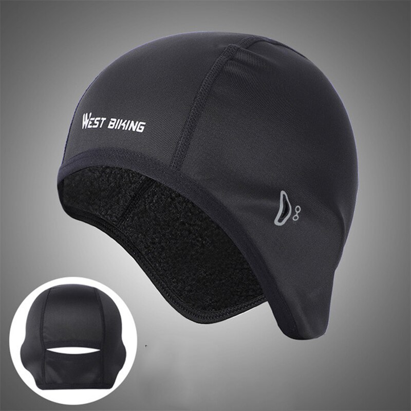 Fietsmuts heren dames fleece herfst winter ruitermuts winddicht warme hoofddeksel outdoor sportuitrusting: Vrouwelijke zwarte