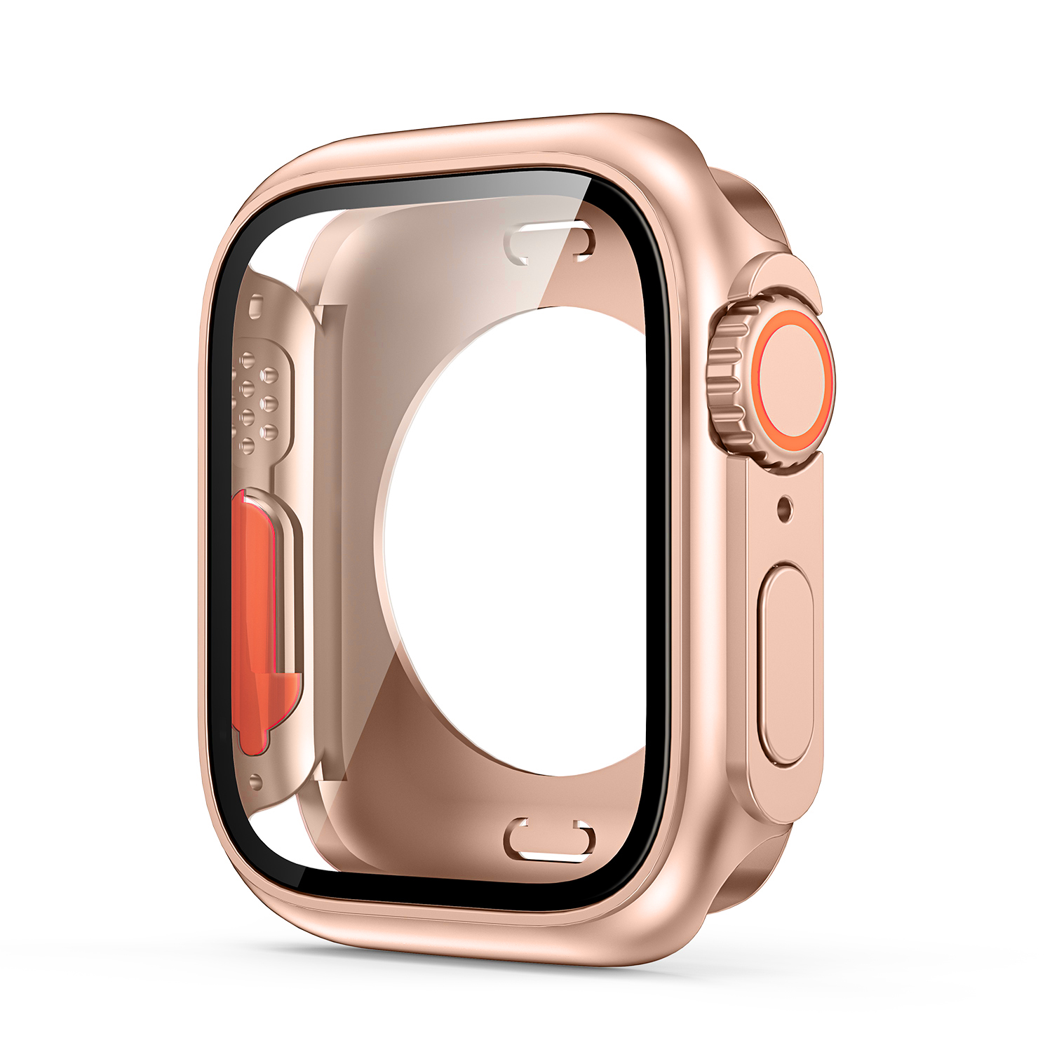 Funda protectora de pantalla para Apple Watch 44mm 45mm 40mm 41mm funda dura de parachoques trasero delantero de PC para iwatch 9 8 7 6 5 4 cambio a Ultra: Rose Gold / 9 pulgadas