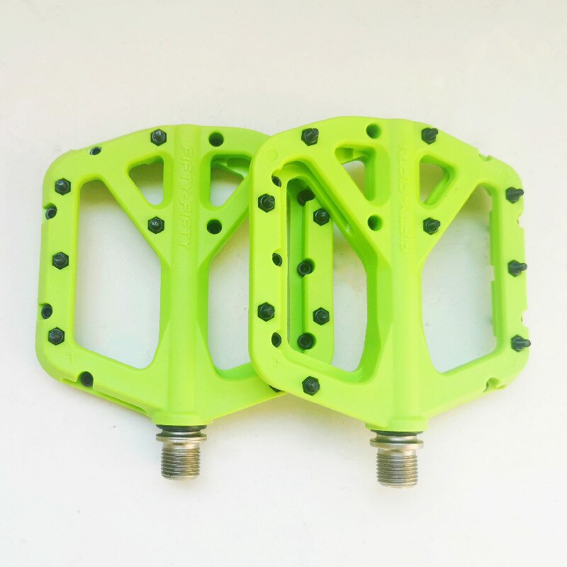 FIFTY-FIFTY Mountain Bike Pedal MTB Bicycle Flat Pedal non-slip nylon ultra light flat pedals: light green