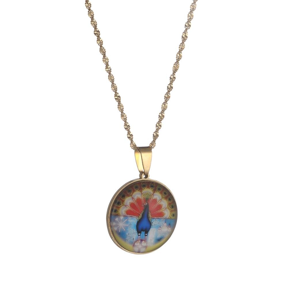 Collar de cadena con colgante de acero inoxidable Yezidi Faith, joyería de peregrinación: Chapado en zinc azul