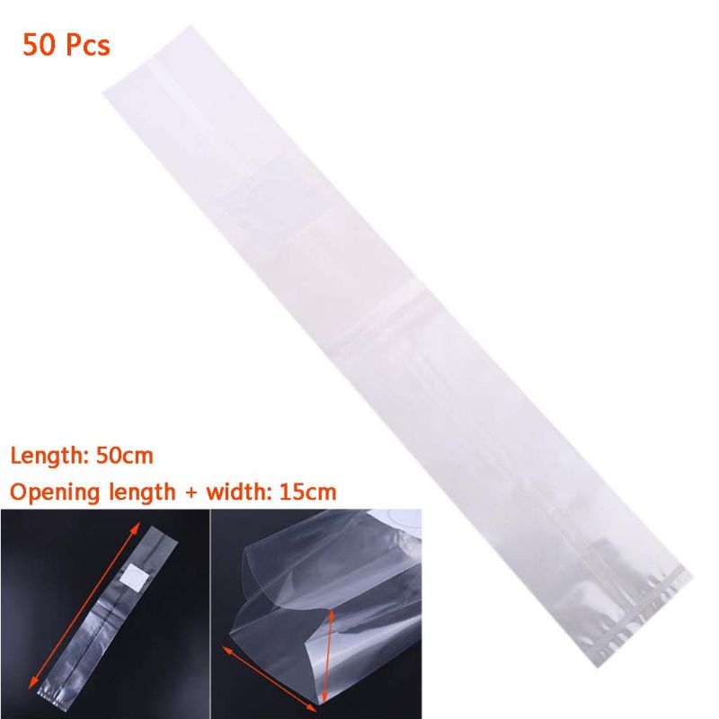 Bolsa de cultivo de hongos de PVC, sustrato de alta temperatura presellable, suministros de jardín, 6 tamaños, 50 Uds.