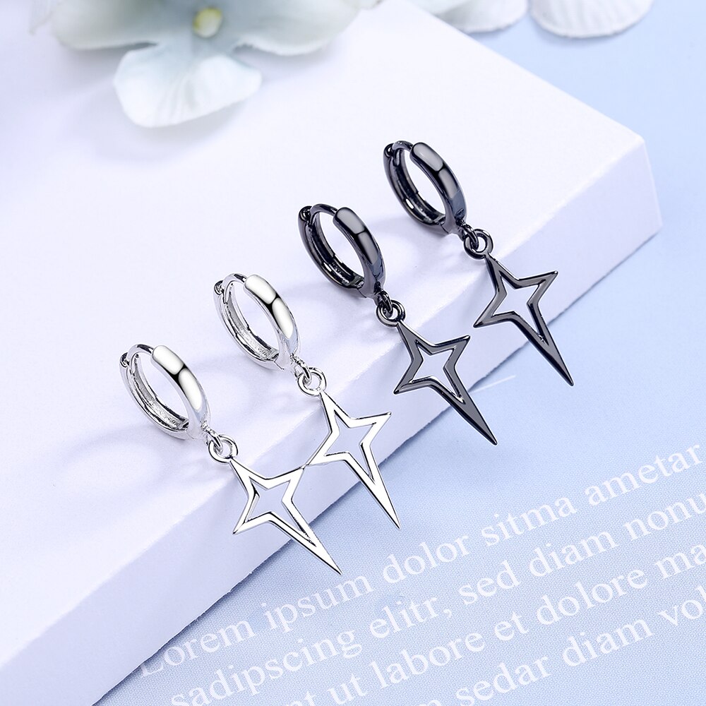 NEHZY-pendientes largos de Plata de Ley 925 para mujer, joyería de , Estrella de Plata tailandesa negra, Simple, Retro, borla