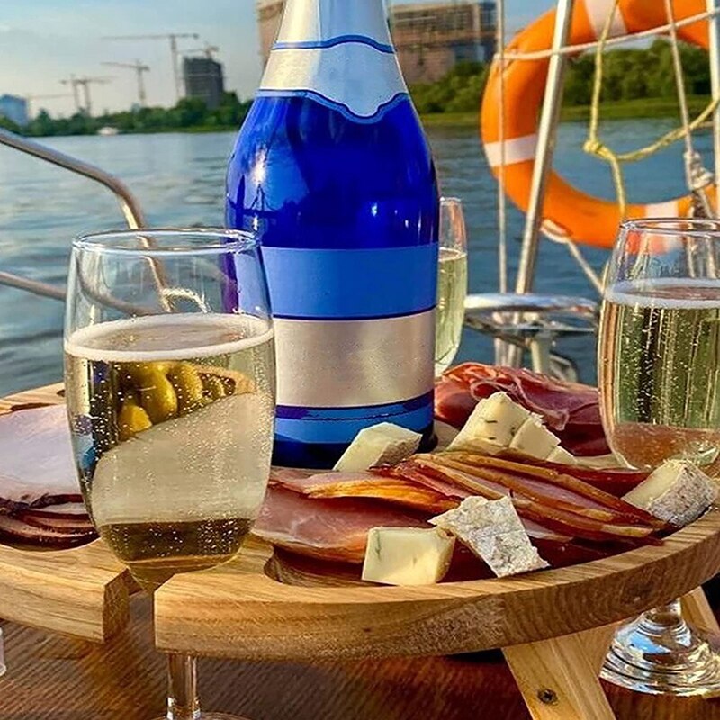 Folding Portable Picnic Table, Outdoor Fold Up Lightweight Camping Camp Table Small Wood Wine Picnic Table