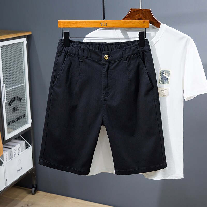 4XL 5XL 6XL 7XL Mannen Straight Losse Pure Wit Lichtgewicht Stretch Denim Shorts Zomer Mode Toevallige Dunne Elastische Taille shorts