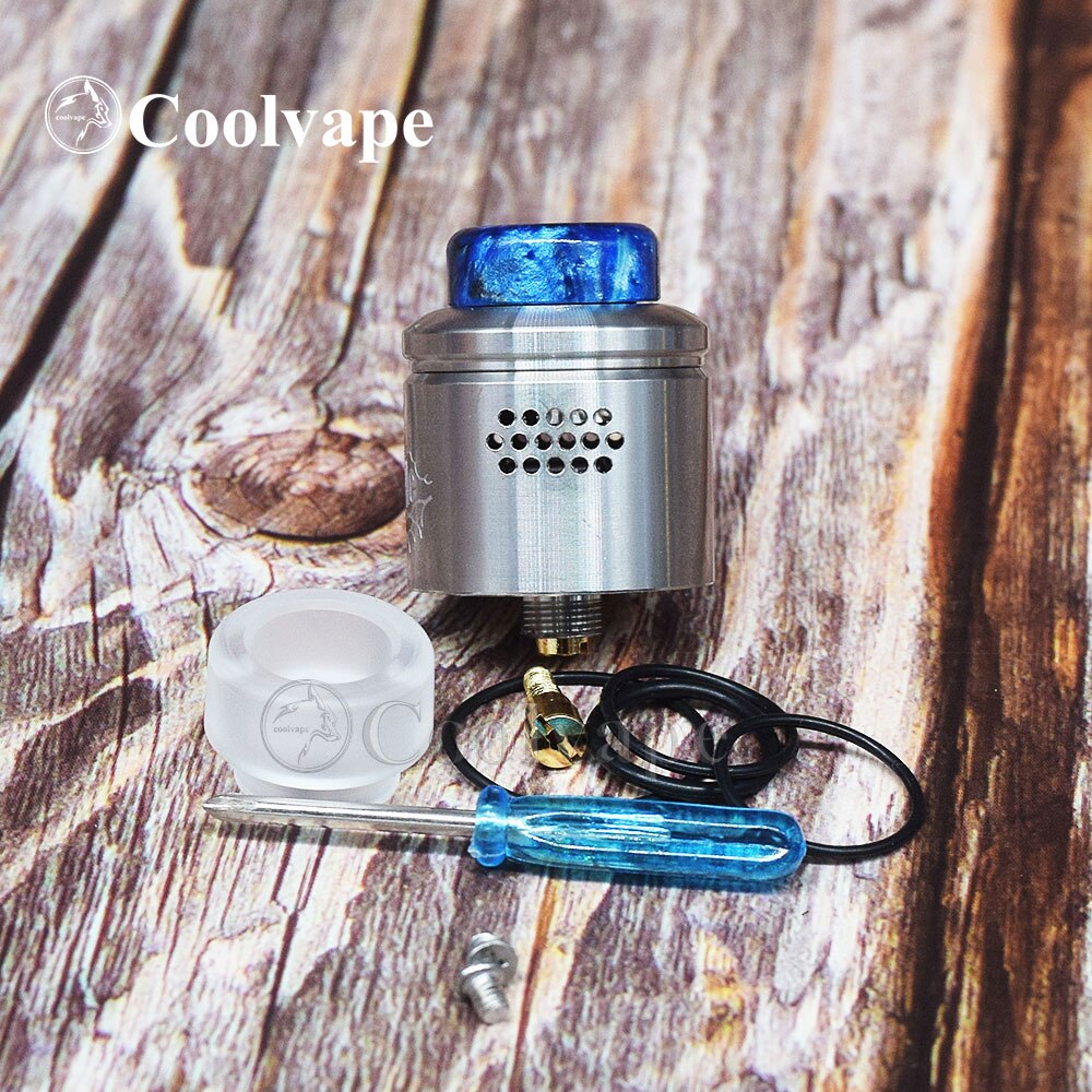 coolvape Profile RDA 24mm Vape Adjustable pin BF Tank Vaporizer Single mesh coil Atomizer vs kylin m rta fit thc tauren mod: Silver