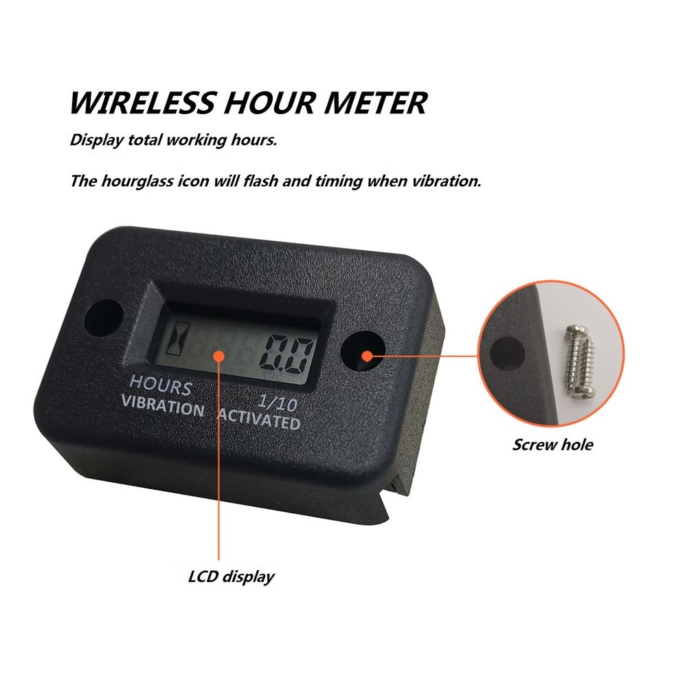 Digital Vibration Hour Meter Gauge Wireless for Vibrating Machine Motorcycle ATV Boat Marine Digital Hour Meter Car Accessories