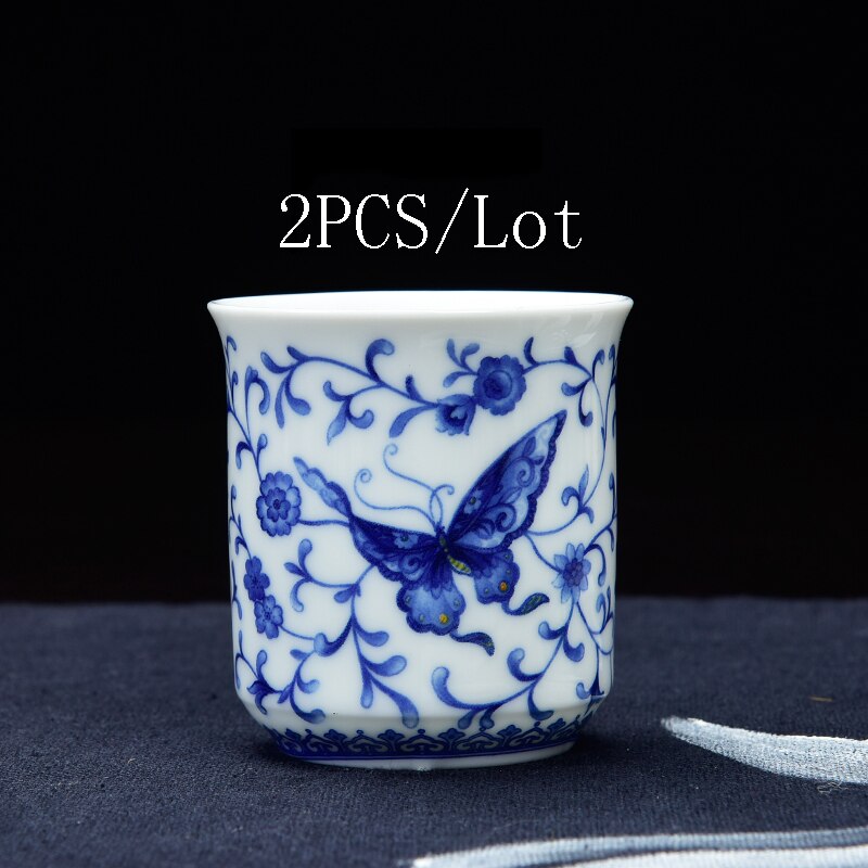 2PCS/Lot Crystal Hollow Teacup Honeycomb Teaware Blue and White Porcelain Ceramic Tea Cup Kung Fu Tea Set Kung Fu Tea Set: G