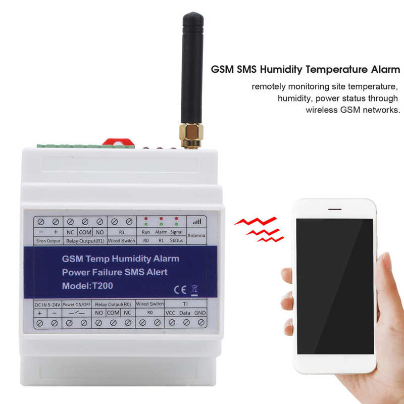 GSM SMS Humidity Temperature Alarm Power Failure Alert Remote Monitoring Detector Support Timer Report