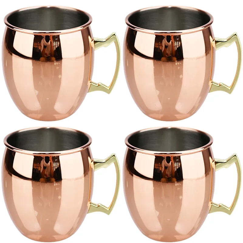 4Pcs Stainless Steel Hammered Point Cocktail Mug Non-Slip with Gold Handle Drum Mug for Home and Bar Drinking Mule Mugs: green