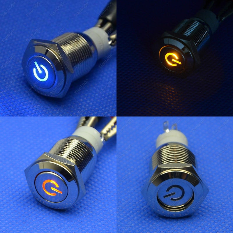 19mm DC 12V Push Power Button Angel Eye Led Metal Switch Latching 5A Push ON OR Off F/ Auto CAR Lock