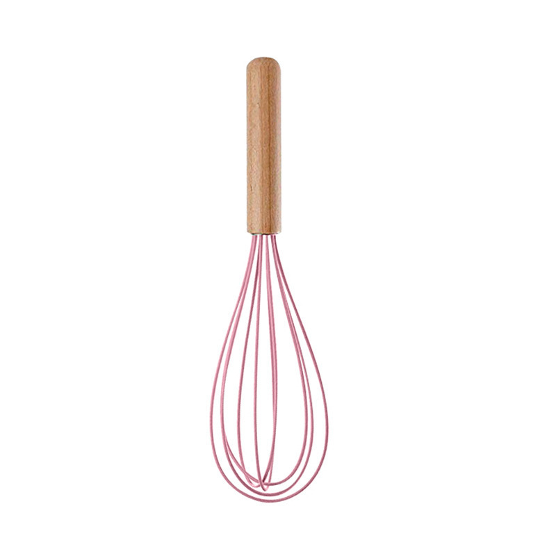 Rosa matlagningsredskap silikonredskap med trä multifunktionshandtag non-stick spatel slev äggvispar spade: Vinröd