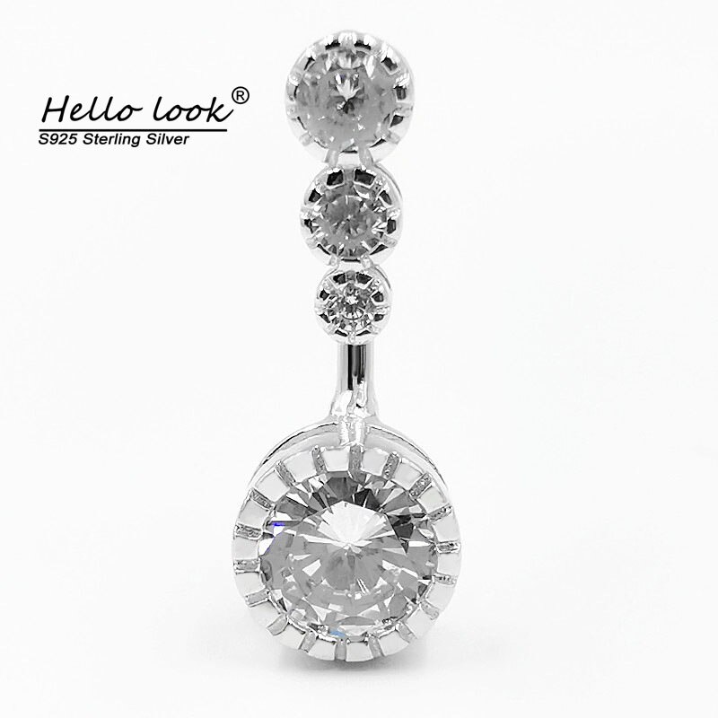 Hellolook 925 Sterling Zilveren Navel Piercing Dangle Sieraden Zirkoon Belly Button Ring Leuke Sexy Body Piercing Sieraden Accessoires: 8mm