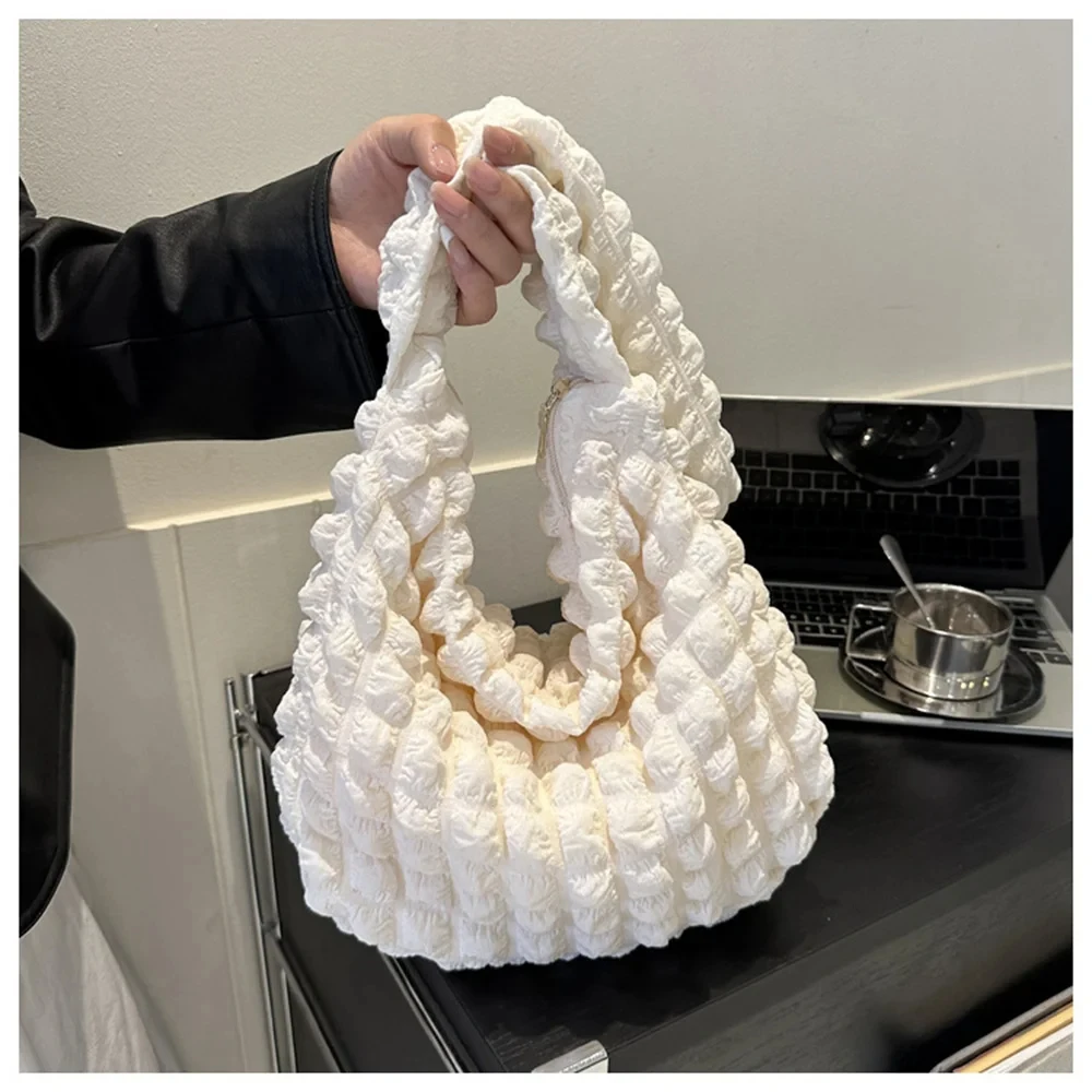 Umhängetasche mit plissiertem , bestickte karierte Umhängetasche, Unterarmtaschen, einfache gesteppte Tragetaschen mit großer Kapazität für Damen
