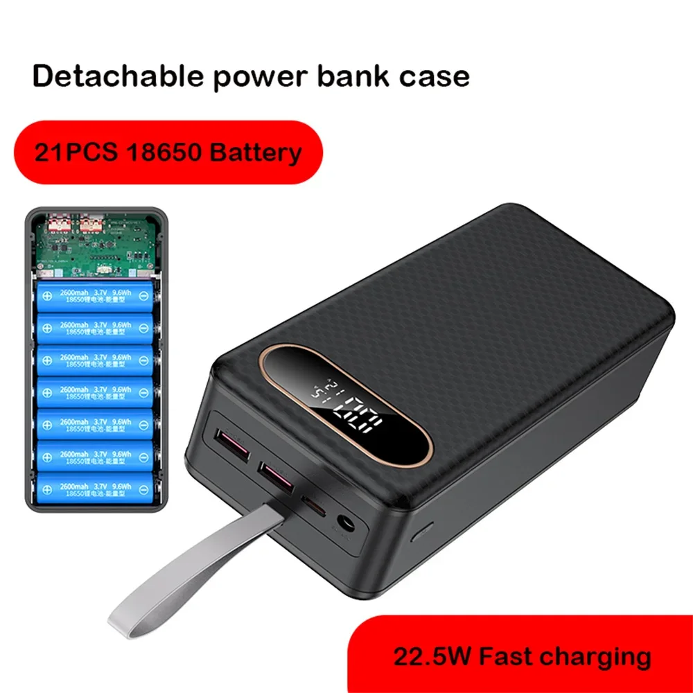 Boîtier de stockage de batterie externe, lampe de poche C21, charge rapide DC, touristes, coque bricolage, support 18650, batterie 22.5W, 21, 18650