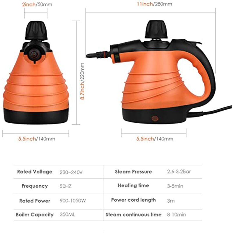 9-Piece Hand-Held Steam Cleaner Multi-Function Steam Cleaner Pressurized Household Steam Boiler for Decontamination