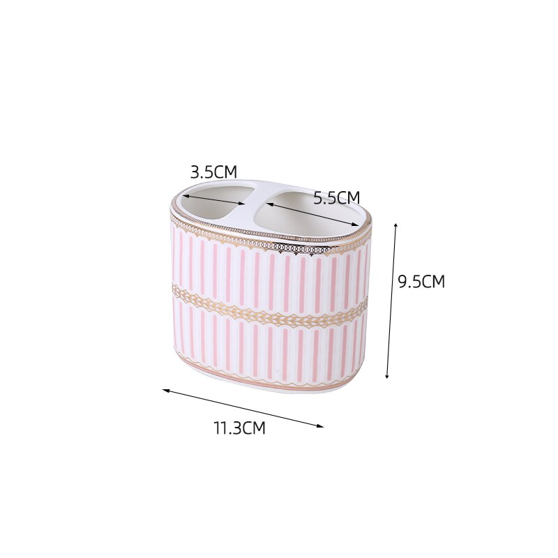 Luxury Blue Gold Ceramic Bathroom Five-piece Bathroom Supplies Soap Dispenser Brushing Mouth Cup Soap Dish Tray Toiletry Set: pink Toothbrush hold