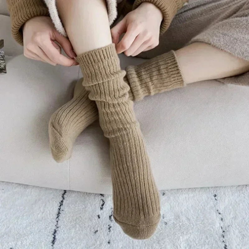 Calcetines largos térmicos de lana y Cachemira para Mujer, ropa de casa para dormir, Calcetines gruesos y cálidos para Mujer, Calcetines de Otoño Invierno para Mujer