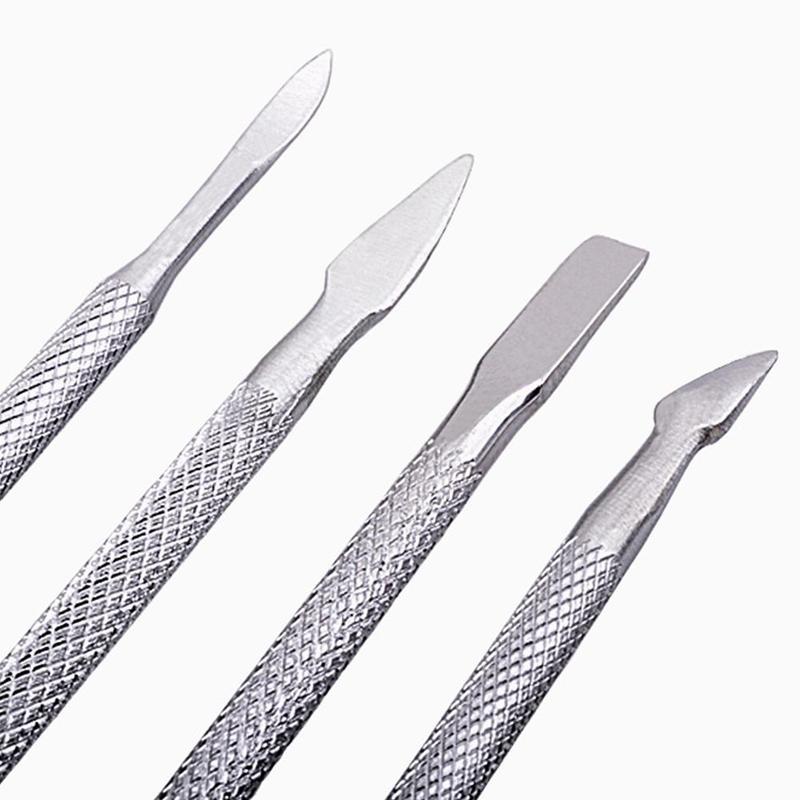 1pcs Stainless Steel Double Head Nail Art Manicure Stainless Steel Spoon Shape Pusher Dead Skin Clip Remover Manicure Tool