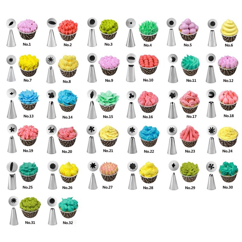 42pcs DIY Cake Decorating Tools Kits Nozzle Tips Set Dough Scrapers Piping Needles Icing Bag Cupcake Making