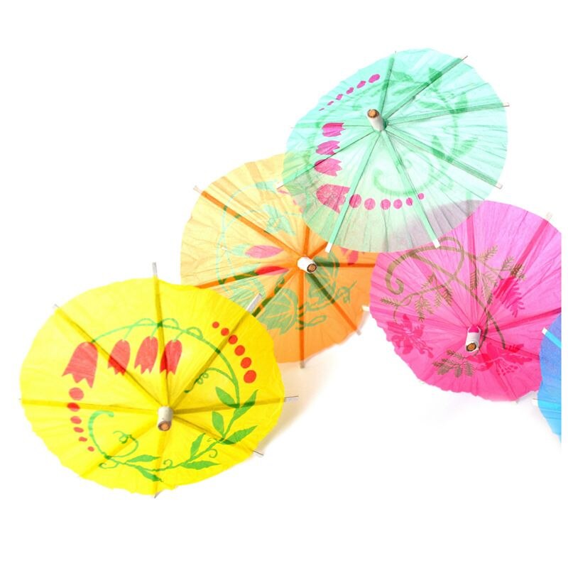 100 Gemengde Papier Cocktail Paraplu Parasols Voor Party Tropische Drankjes Accessoires