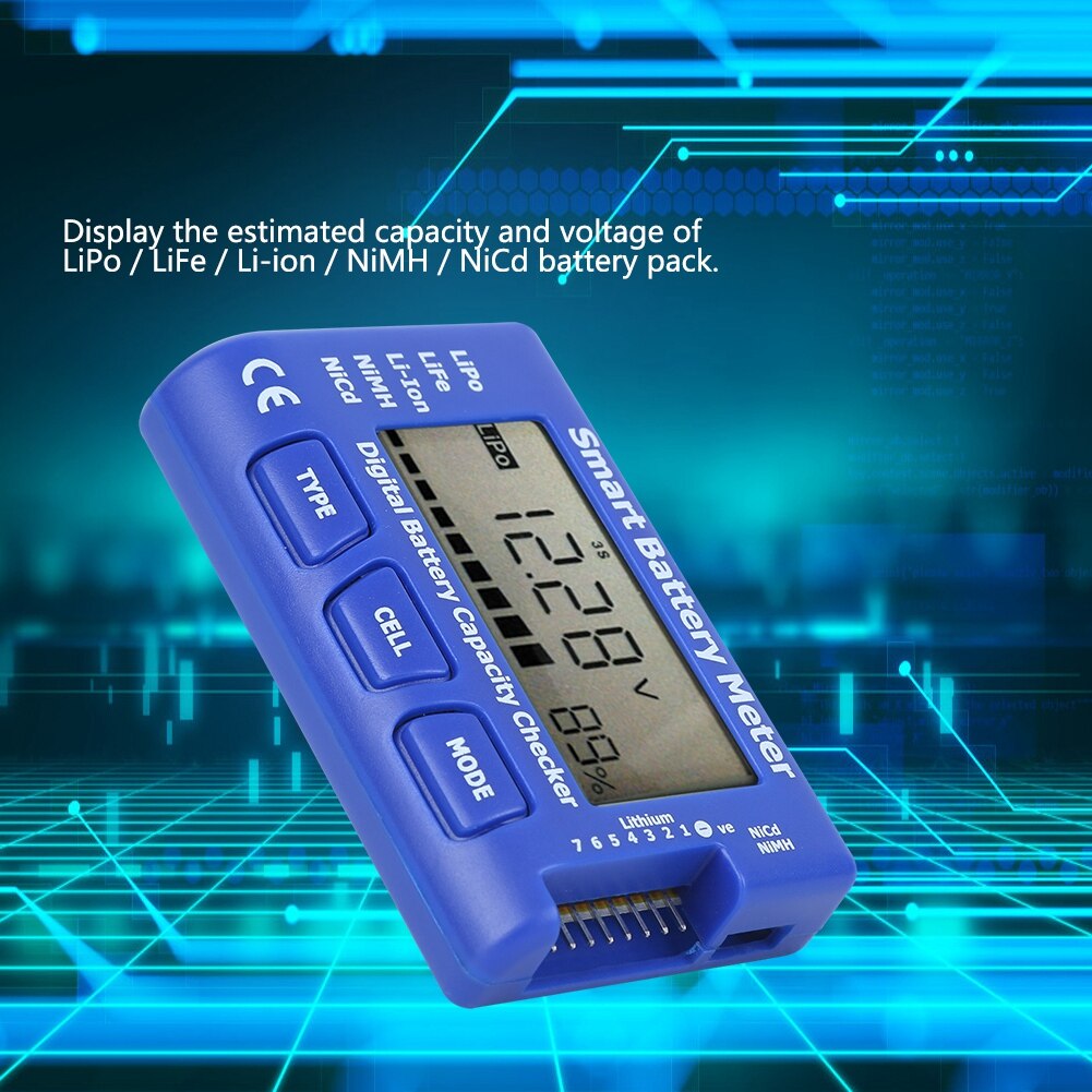 5- in -1 älykäs digitaalinen akkumittari akun kapasiteetin tarkistus esc/servo/ppm testeri lcd-taustavalolla 83 x 50 x 15mm