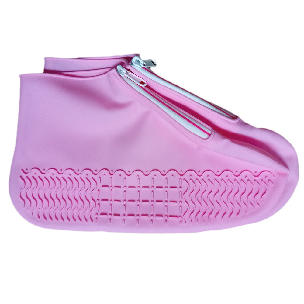 Couvre-chaussures imperméables en Silicone, surchaussures lavables, réutilisables avec fermeture éclair, résistantes aux bottes de pluie antidérapantes, pour hommes et femmes: pink / L