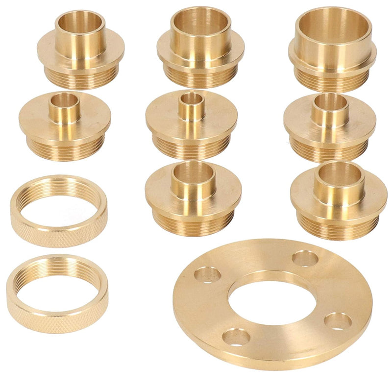 11PCS Brass Router Template Guides Bushing Kit With Lock Nut Adapter Router Guide Accessory Template Guide Bushing Kit