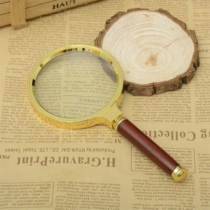 10x lupa portátil de vidro antigo punho de madeira retro lidar com lupa olho vidro idosos leitura lupas inspeção