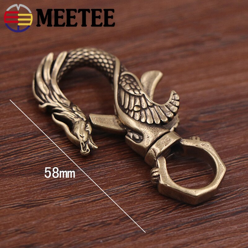 Retro Solid Brass Keychain Buckles Bottle Opener Waist Wallet Chain Belt Car Key Ring Hooks Clasps Pendanat DIY Leather Craft